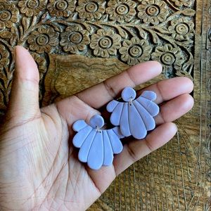 Lilac Shell Polymer Clay Earrings